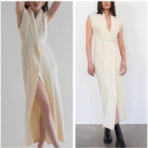 NEW TROIS Alex Maxi Cotton Dress Sz1/US2/US4 Bone Ivory Cream